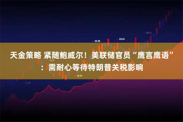 天金策略 紧随鲍威尔！美联储官员“鹰言鹰语”：需耐心等待特朗普关税影响