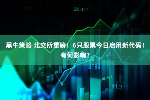 黑牛策略 北交所重磅！6只股票今日启用新代码！有何影响？
