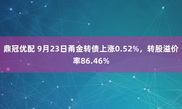 鼎冠优配 9月23日甬金转债上涨0.52%，转股溢价率86.46%